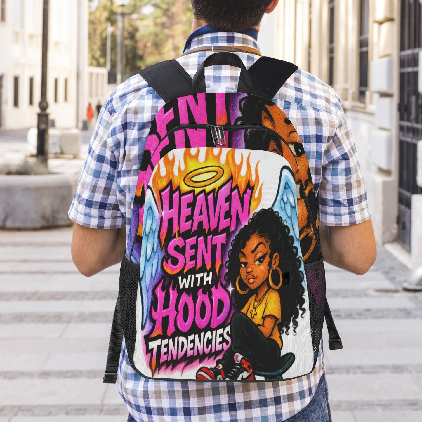 Heaven Sent with Hood Tendencies Backpack Premium Backpack (Model 1754)