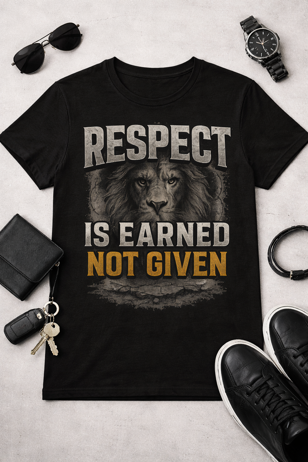 Respect Is Earned Not Given Lion T-Shirt | Bold Motivational Graphic Tee
