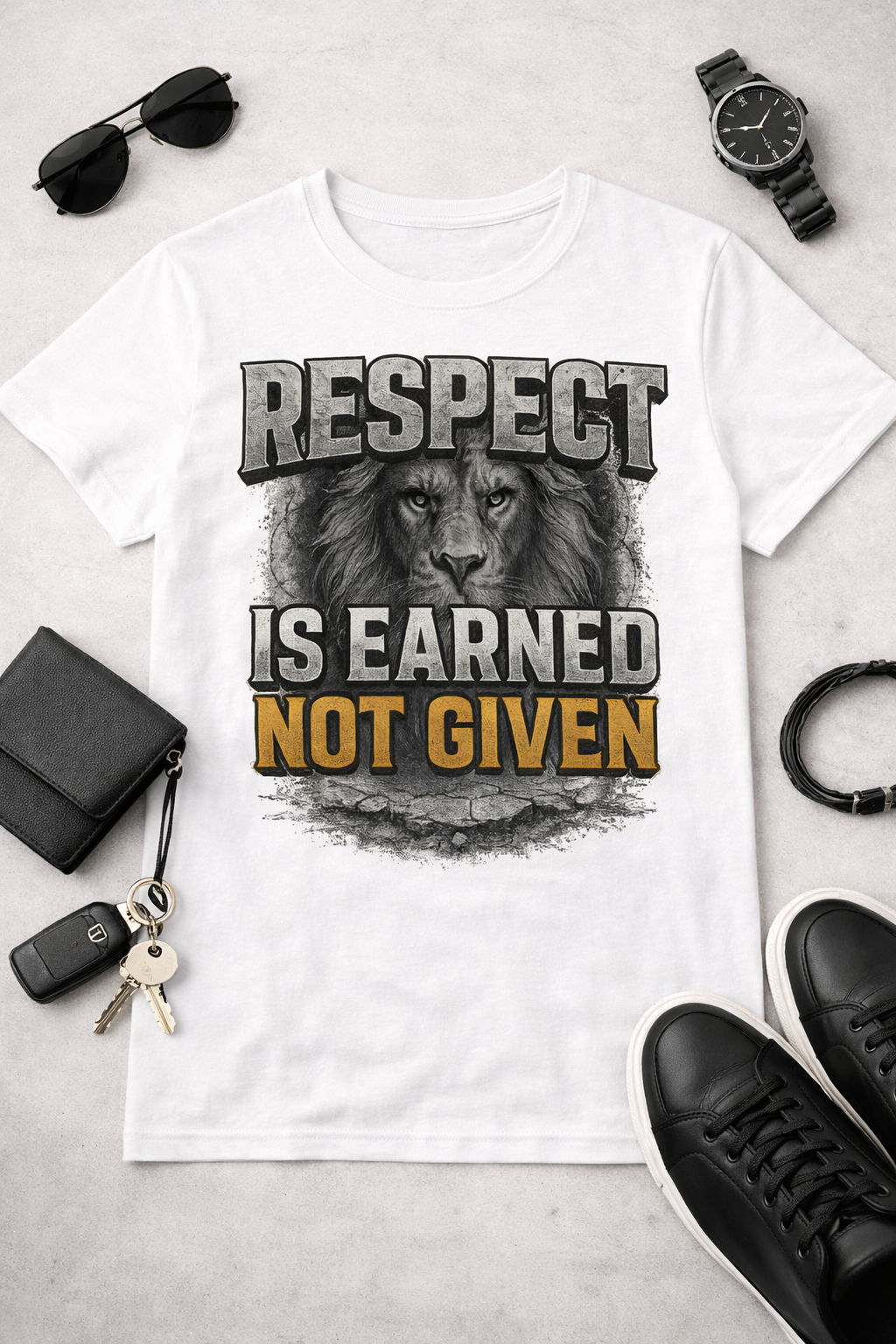 Respect Is Earned Not Given Lion T-Shirt | Bold Motivational Graphic Tee
