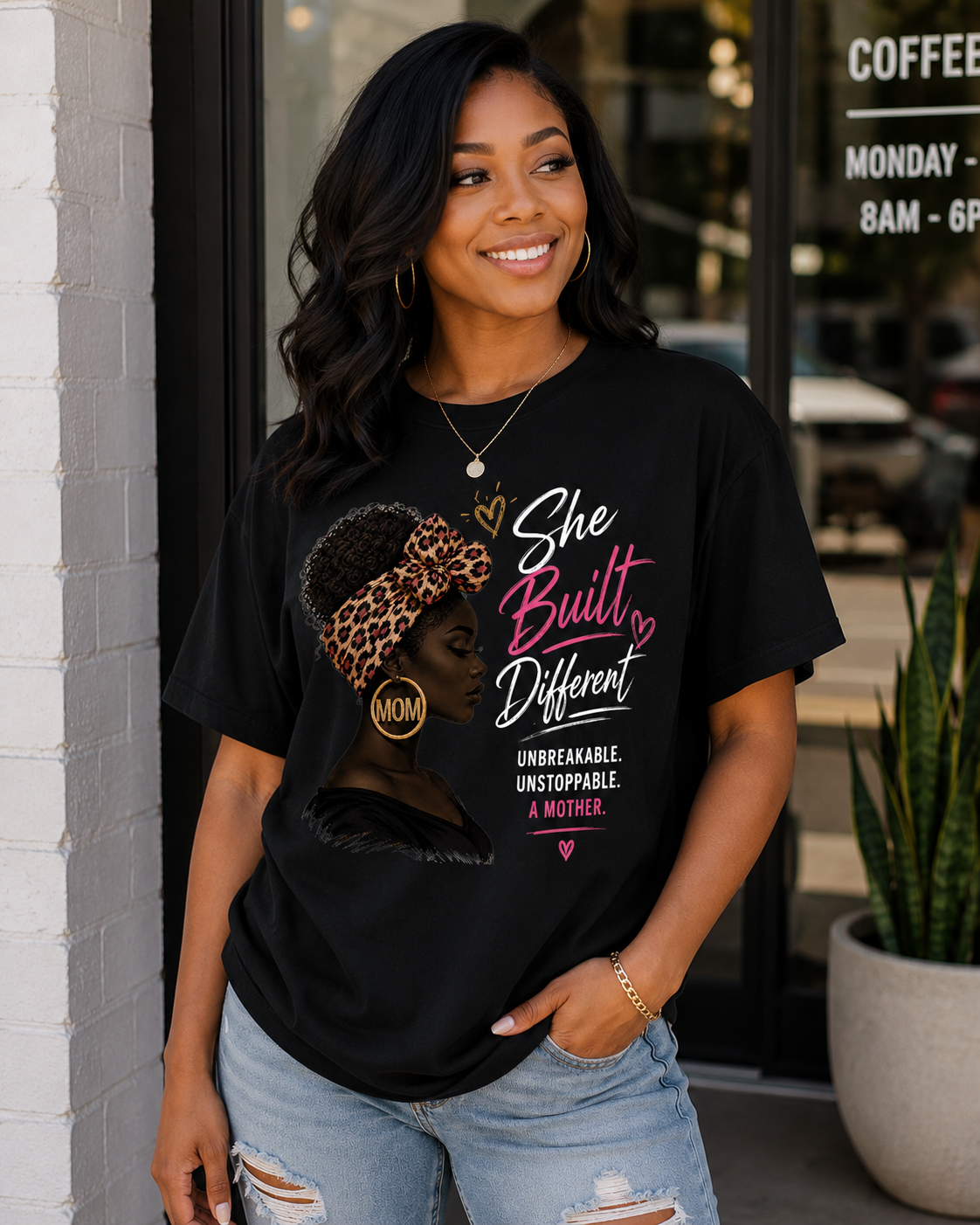 She Built Different Unbreakable Mom Graphic Tee | Empowered Motherhood Shirt