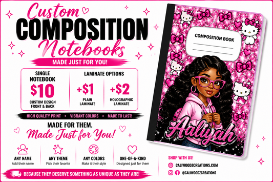 Custom Composition Notebook Personalized Front & Back