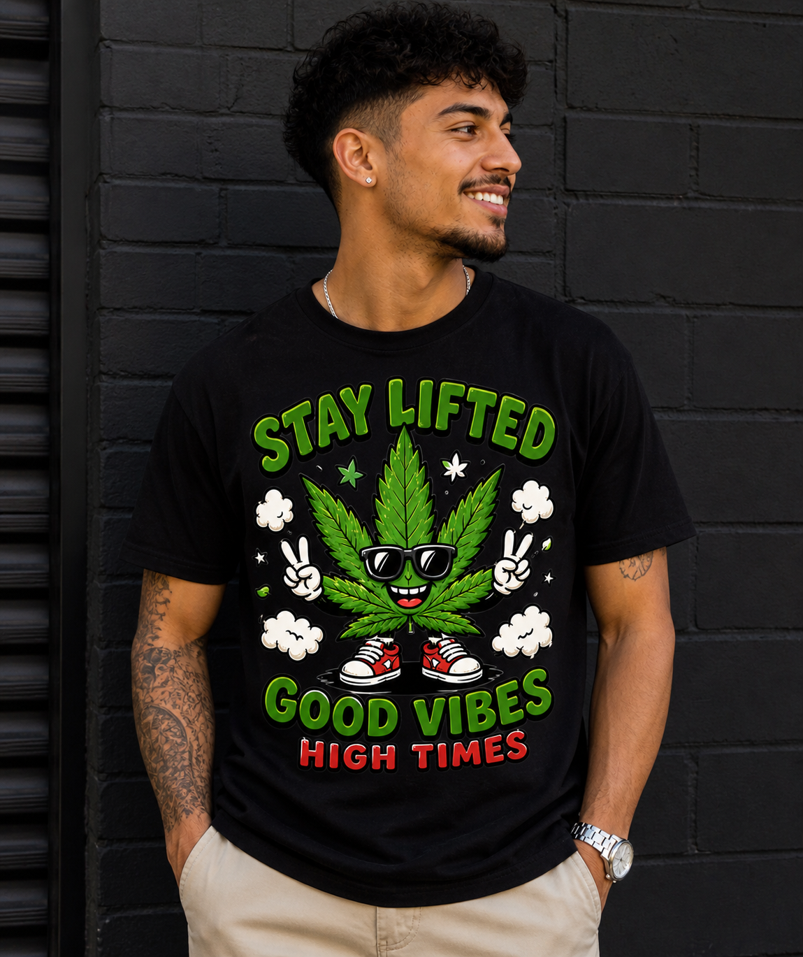 Stay Lifted Good Vibes High Times T-Shirt | Funny Graphic Streetwear Tee