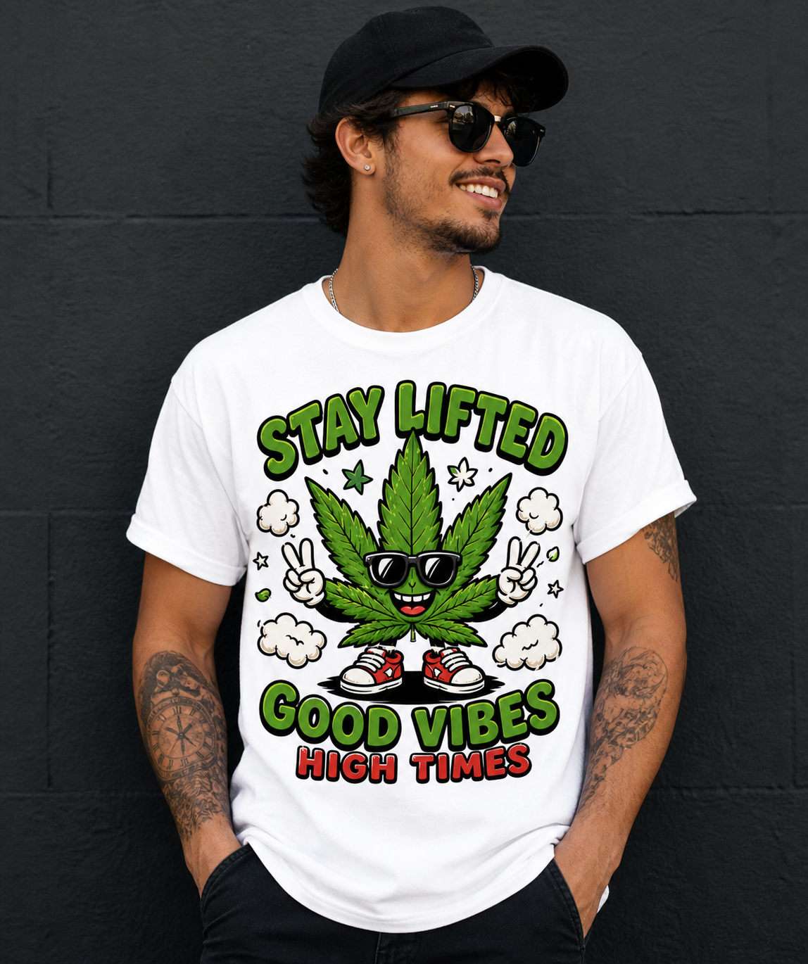 Stay Lifted Good Vibes High Times T-Shirt | Funny Graphic Streetwear Tee